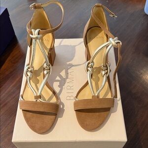 Alexandre Birman Brown and Gold Knotted Sandals